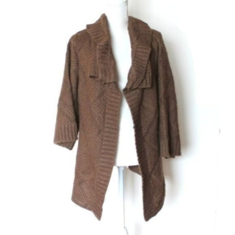 Renee C. Chunky Brown‎ Open Front Cardigan L